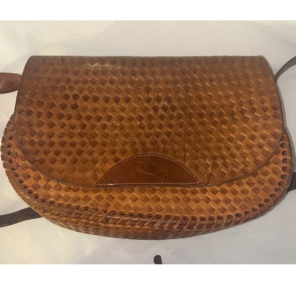 Vintage handmade, Brown leather crossbody bag - Picture 2 of 16